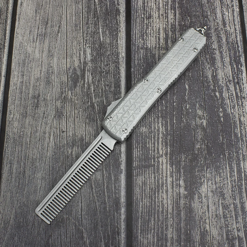 UT Tactical Beard Comb Custom OTF Excellently Designed Stone Washed Aviation Aluminum Handle Pocket Cool EDC Tools