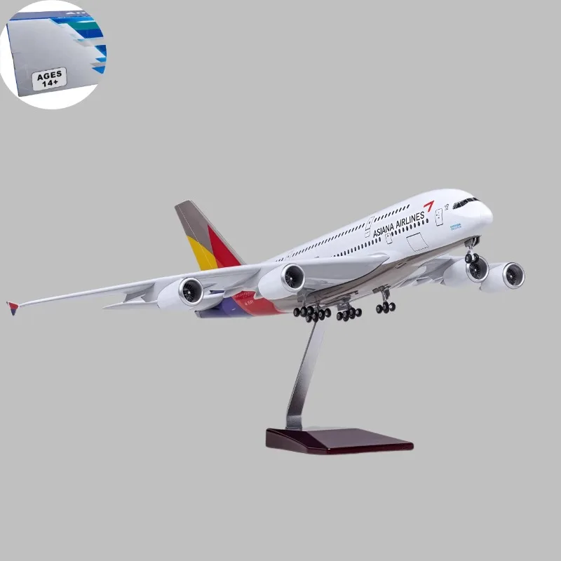 

1:160 Scale 45 cm Diecast Model Korea Air Asia Airlines Airbus A380 Resin Airbus Airplane With Light and Wheel Collection Displa