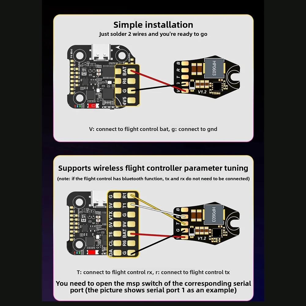 Wireless Light Strip Supporting DFU Mode Activation on Compatible Flight Controllers and Operating at 115200 Baud Rate