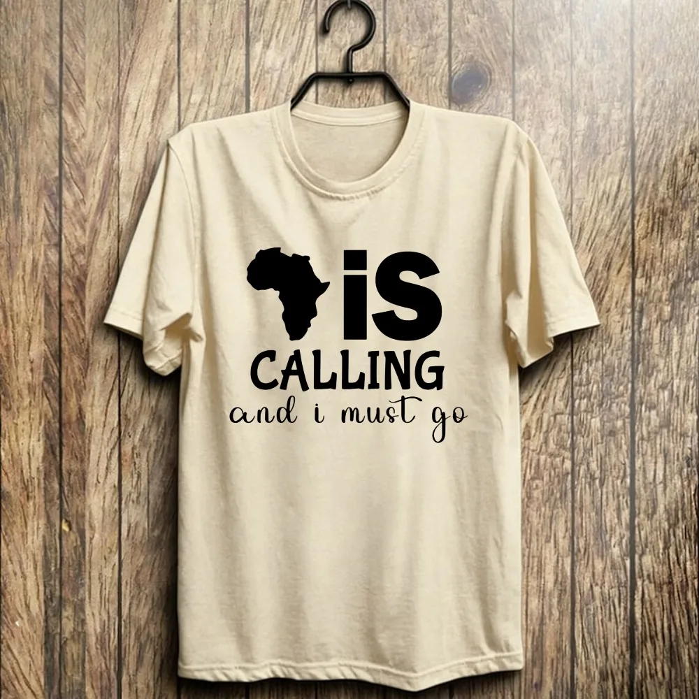 Soulful Juneteenth Cotton Tee Iconic Africa Map Africa Is Calling Graphic T-Shirt for Men Women Hot Sale Black History Gift Tops