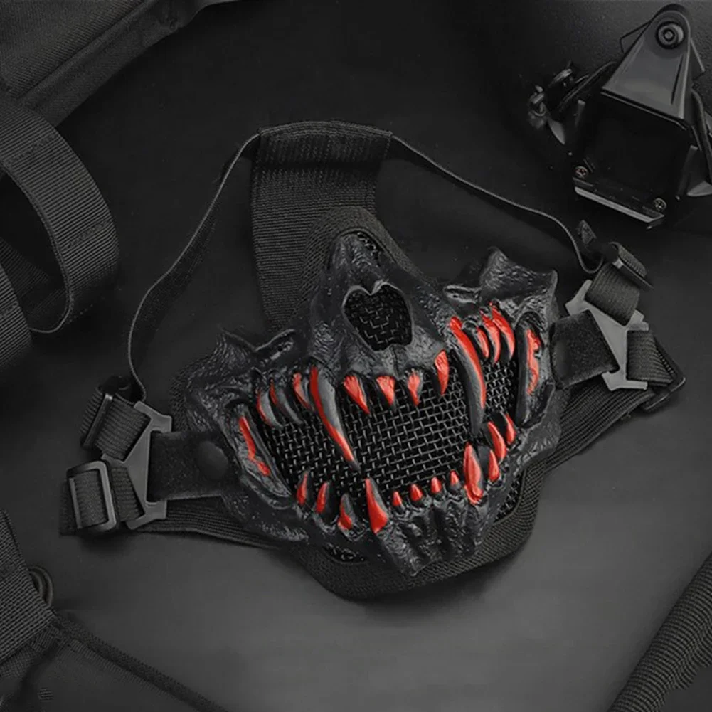 

Икла Косплей Страйкбольная маска Многоцелевая пейнтбольная полумаска для лица Регулируемый ремешок Головные уборы Хэллоуин Ужас Декор для вечеринки