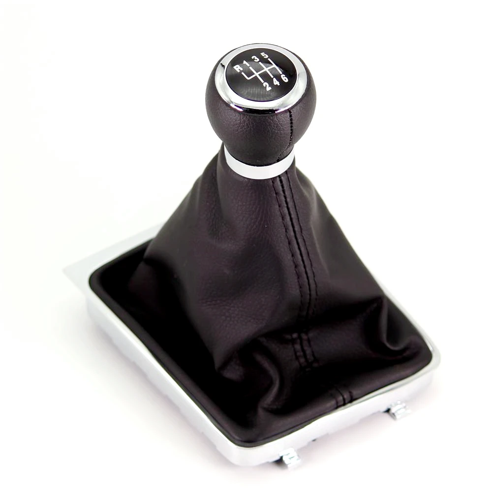 Car 6 Speed Gear Stick Shift Knob With Leather Boot 3C0711113A For VW Passat B6 2006 2007 2008 2009 2010