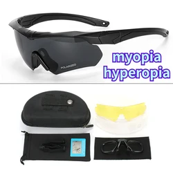 Lunettes de soleil de sport polarisées pour hommes, myopie, hypermétropie, cyclisme sur route, moto, vélo, protection d'équitation, vision nocturne, combinaison à 3 lentilles