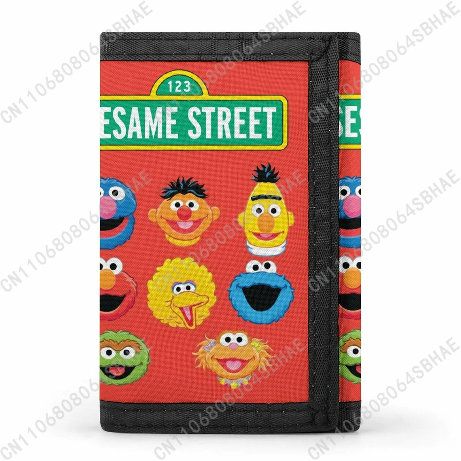 

S-Sesame S-Street Trendy Tri Fold Wallet Teenage Girls Boys Slim 3 Fold Card Personalized Pattern Purse for School Daily Use