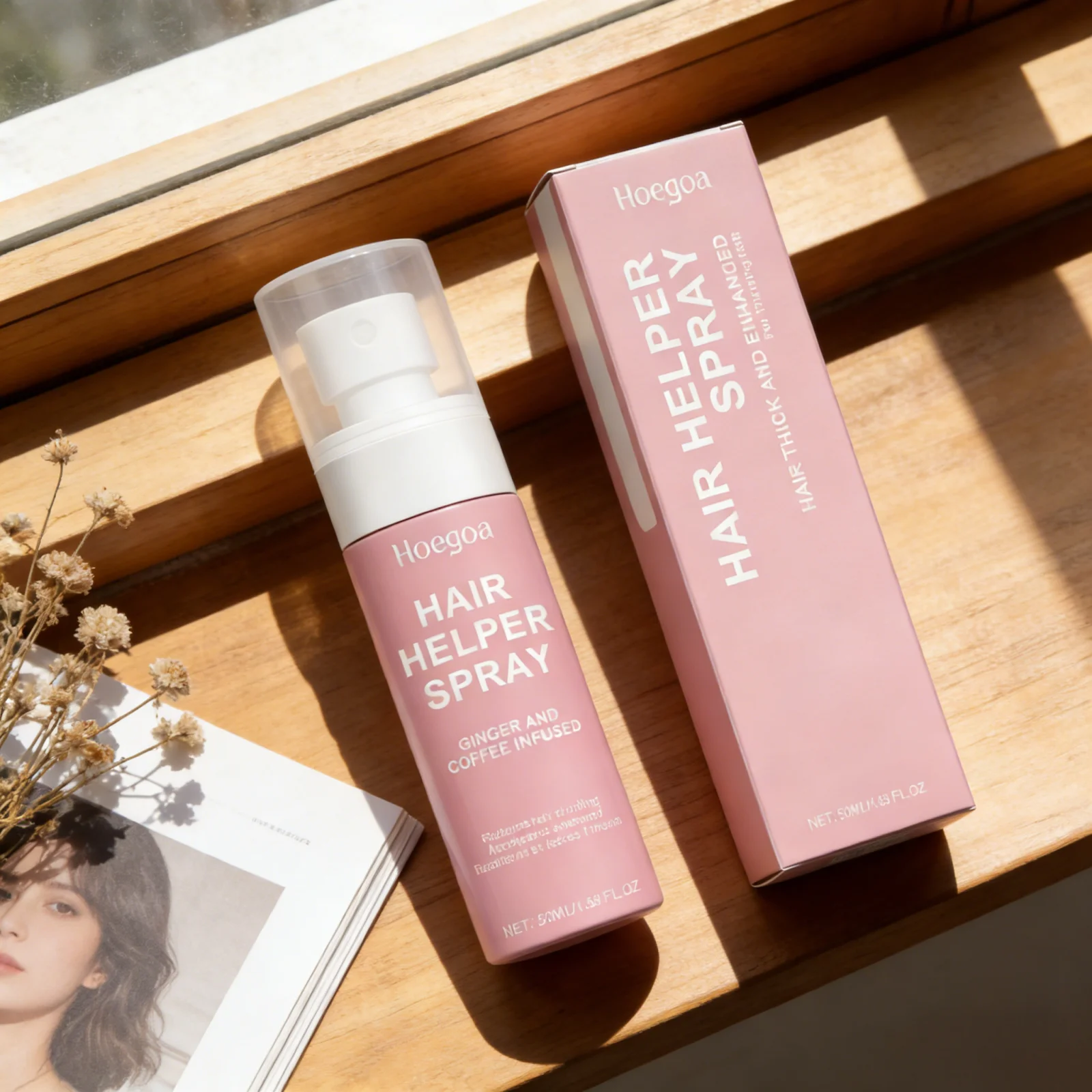 Hoegoa Thicker Hair Growth Spray Ginger Anti Hair Loss Treatment Deep Hydration Scalp Care Products Coffee Hair Regrowth Serum