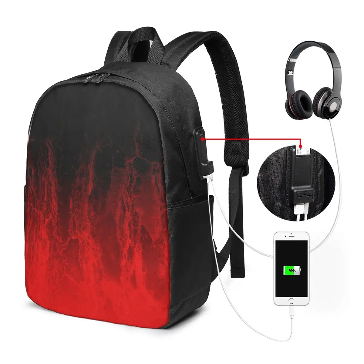 

Red Fire Flame Backpack Travel Notebook Bag Computer College Student School Bag Laptop Shoulder Bags for Men Women