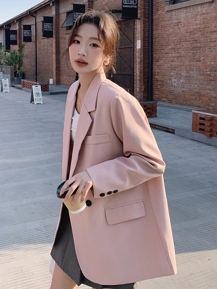 LANMREM Office Lady Blazer For Women Notched Long Sleeves Double Breasted Solid Color Coat Versatile 2024 New Clothing 2DA5909