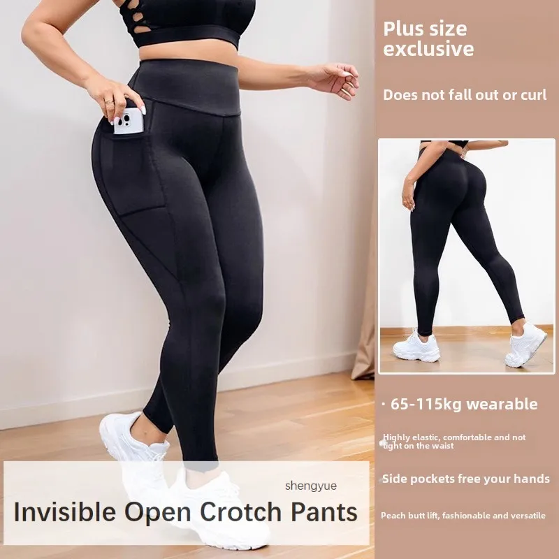 

Invisible Open Crotch Pants Women High Waisted Plus Size Fitness Yoga Joggers Stretch Slim Lifting Hips Tight Fitting Run Pants