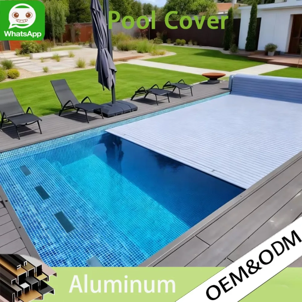 Automatic PC Pool Cover Fully Enclosed Safety, Waterproof Retractable Insulated Slatted Swimming Pool Protection Cover Outdoor