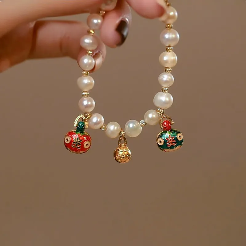 100% Natural Baroque Freshwater Pearl Ethnic Chinese Mascot 14K Gold Filled Female Charm Bracelet Jewelry Gifts No Fade