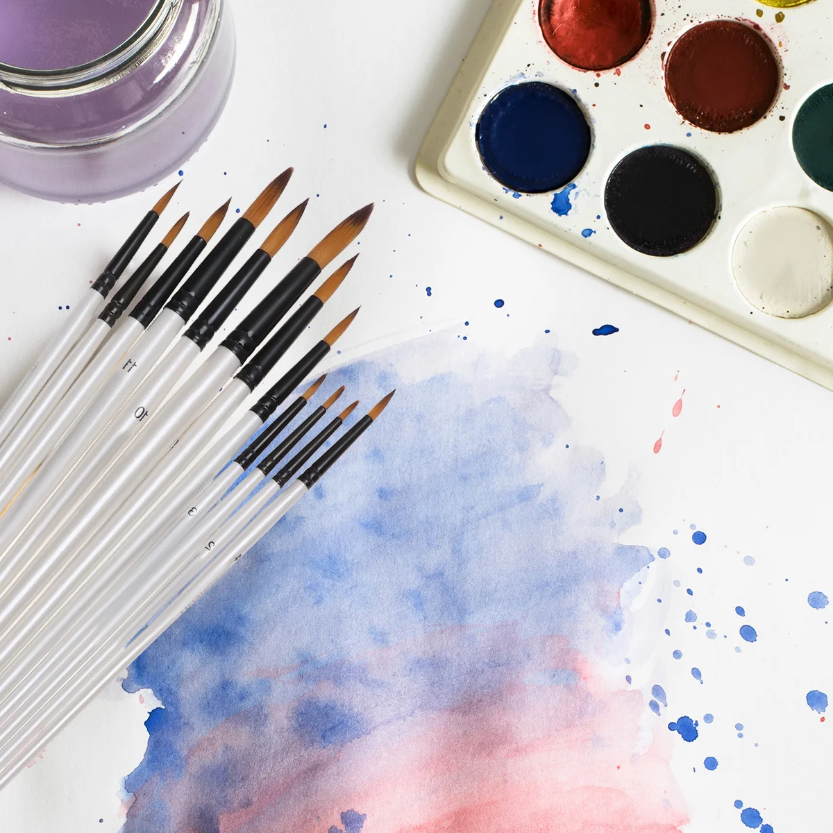 

Painting Set Watercolor Painting Nylon For Oil Acrylic Watercolor Paint Durable Portable Art Tools White