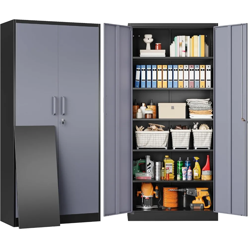 

Metal Storage Cabinet with 5 Adjustable Shelves,Garage Storage Cabinet with Lock,Metal Cabinets with Locking Doors,71" Lockable