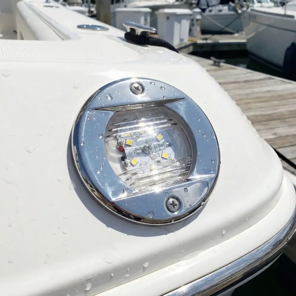 

Навигационный фонарь, водонепроницаемые морские светильники для лодок, 12 В, сине-белый светодиодный кормовой фонарь, круглый светодиодный палубный фонарь, светильник для яхт, освещение для лодок