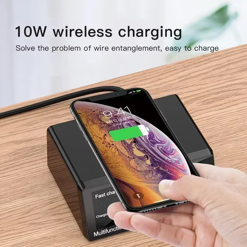 100W USB C Fast Charger Station Multi Ports QC3.0 PD3.0 PPS Wireless Charging 9 in 1 USB Charger For Tablet Samsung iPhone iPAD