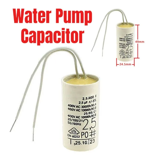 2.5uF Water Pump Capacitor For Wall Mounted Gas Boiler Heating Circulation Pump Motor Run Component 49x24.5mm
