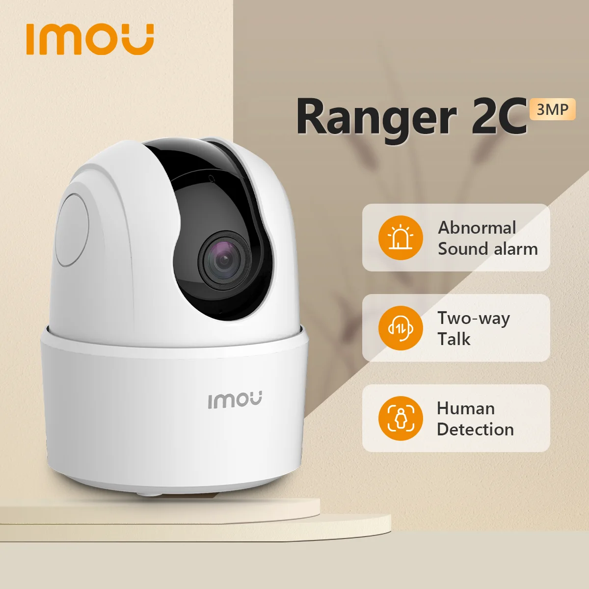 IMOU-cámara IP inalámbrica Ranger 2C para el hogar, dispositivo de vigilancia de seguridad con detección humana, visión nocturna, Wifi, 3MP, 360