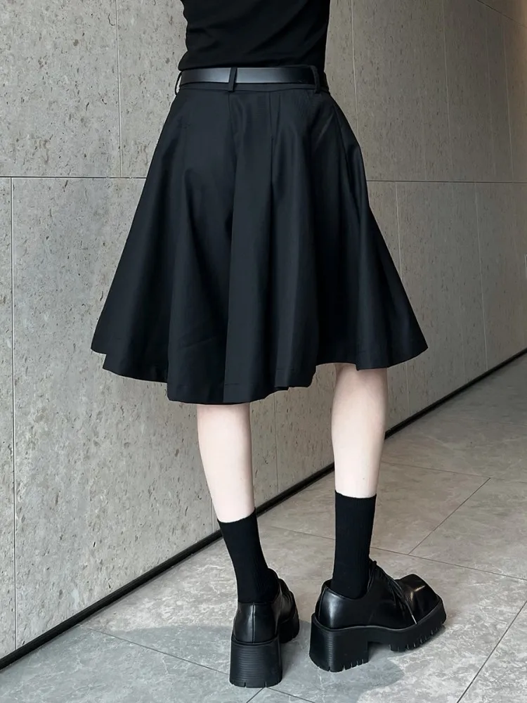 Spring Summer Womens Solid Color Casual Loose Fit High Waist Designer Wide Leg Fold Pants Fashion Elegant Female Wide Leg Shorts