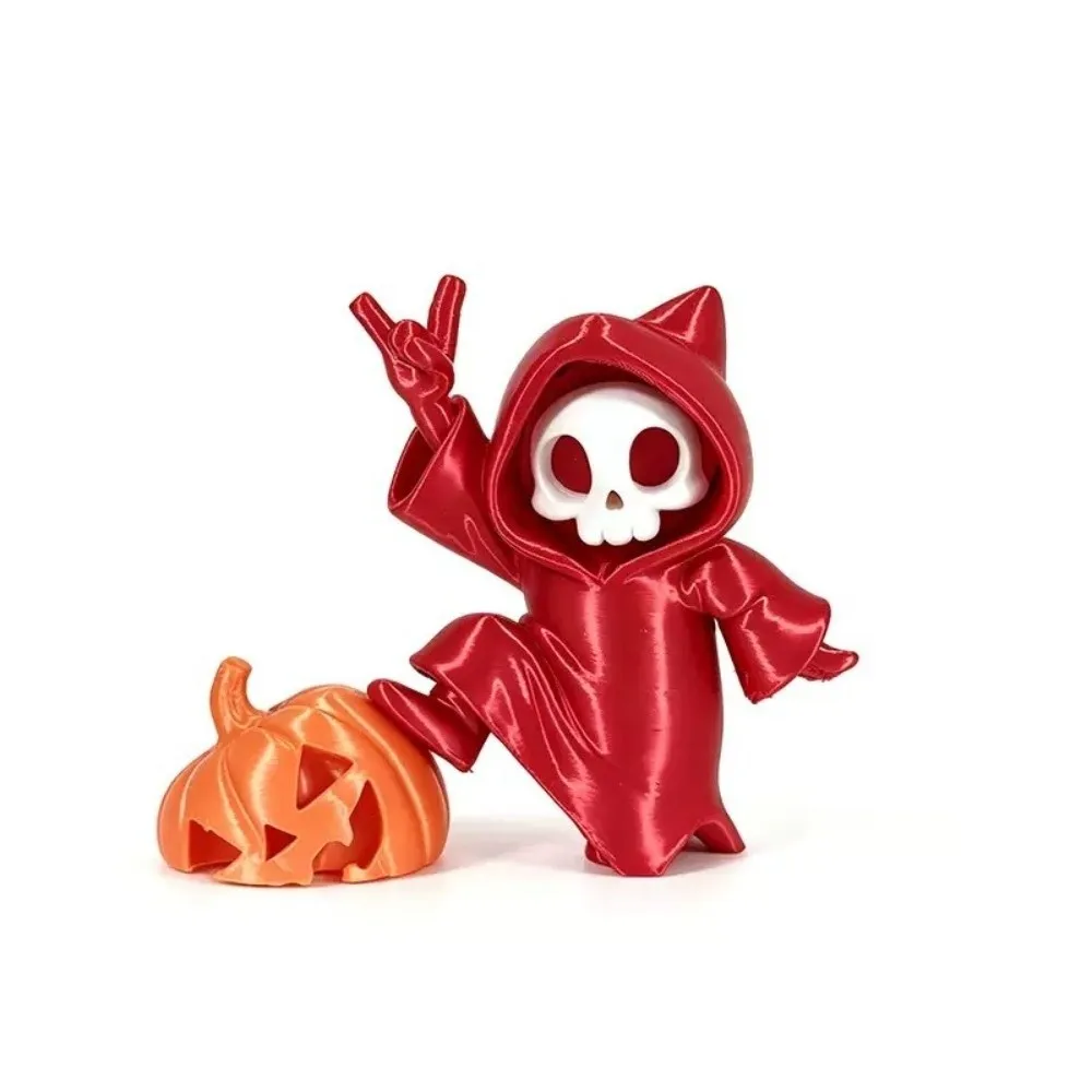 PLA Pumpkin Skull Statue Glossy Finish Mini Size Halloween Desk Lightweight Vibrant Color Mini Ghost Figurine Goth Fans