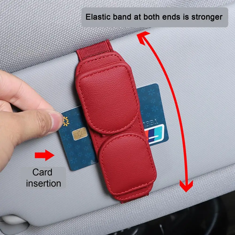 ثنائي الاستخدام المغناطيسي سيارة الشمس قناع كليب نظارات بطاقات حالة السيارات النظارات الشمسية قناع حامل نظارات قوس بولي Leather النظارات الجلدية دعم #5