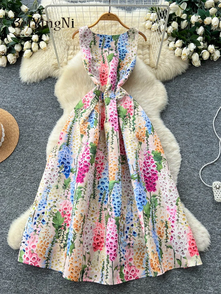 ชุดเดรสปาร์ตี้สไตล์ฝรั่งเศสสำหรับผู้หญิง แบรนด์ Beiyingni ลายดอกไม้ พิมพ์ลาย ทรงเข้ารูป เอวสูง ทรงเอ ยาว ชุดเดรสลำลองสำหรับสุภาพสตรี ดีไซน์หรูหรา รุ่นใหม่ปี 2025