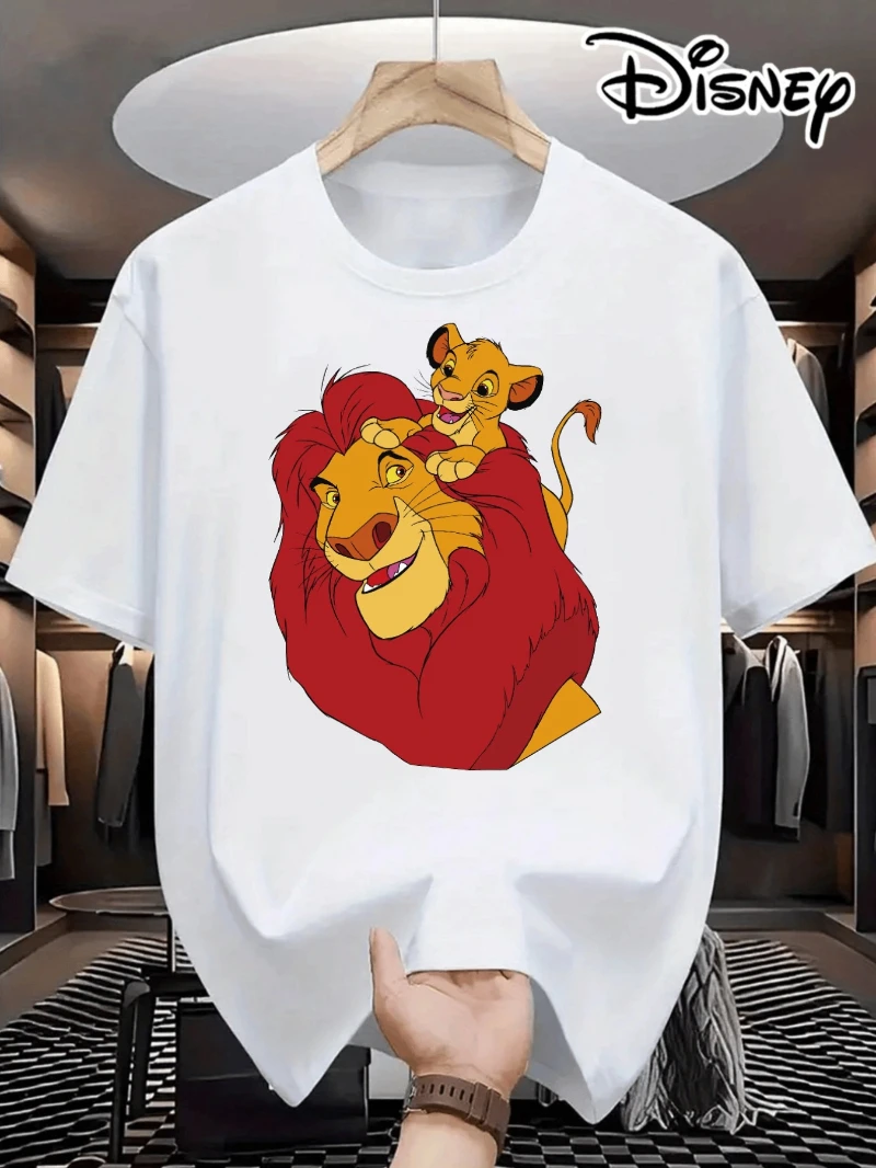 

Disney Men's Simba and Mufasa Lion King Pattern T-shirt Short Sleeve Round Neck Casual Summer Top