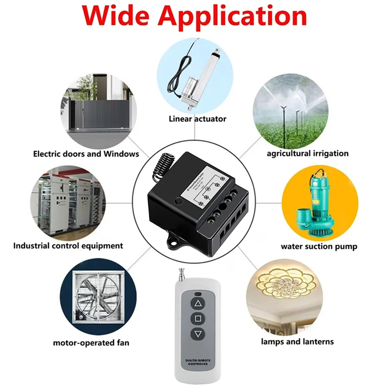 A98T 4X DC12V-24V Forward Reverse Switch, Linear Actuator Remote Control, 10A Current, 165 Ft Range , With Remote