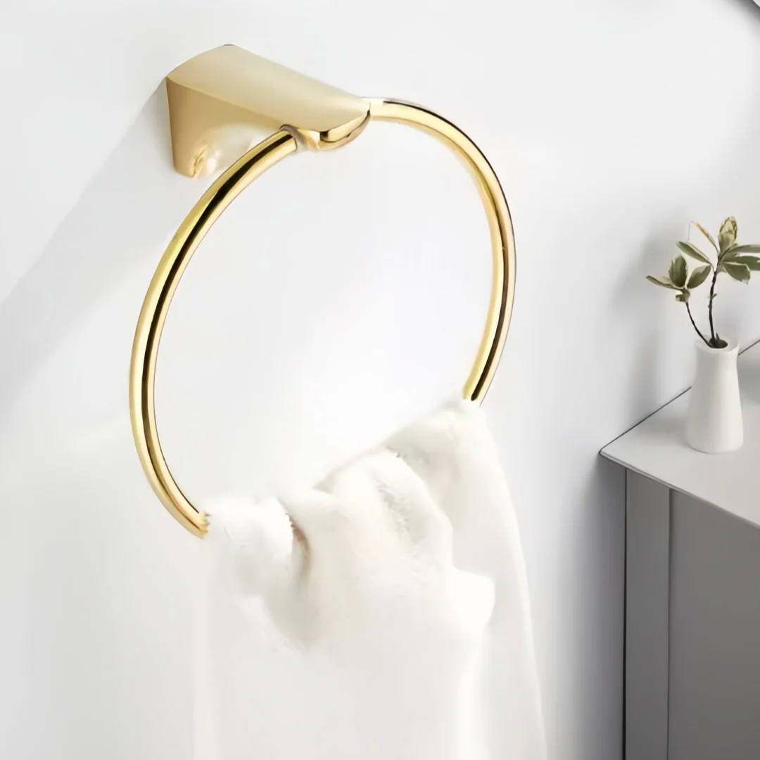 

Gold Towel Holder Wall-Mounted Copper Bathroom Towel Ring Chrome Towel Hanger Classic Towel Rod Towel Bar