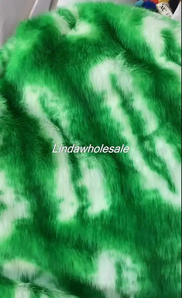 Wholesale green white color imitation rabbit fur,fabric material for clothes,Faux fur fabric,sewing accessories