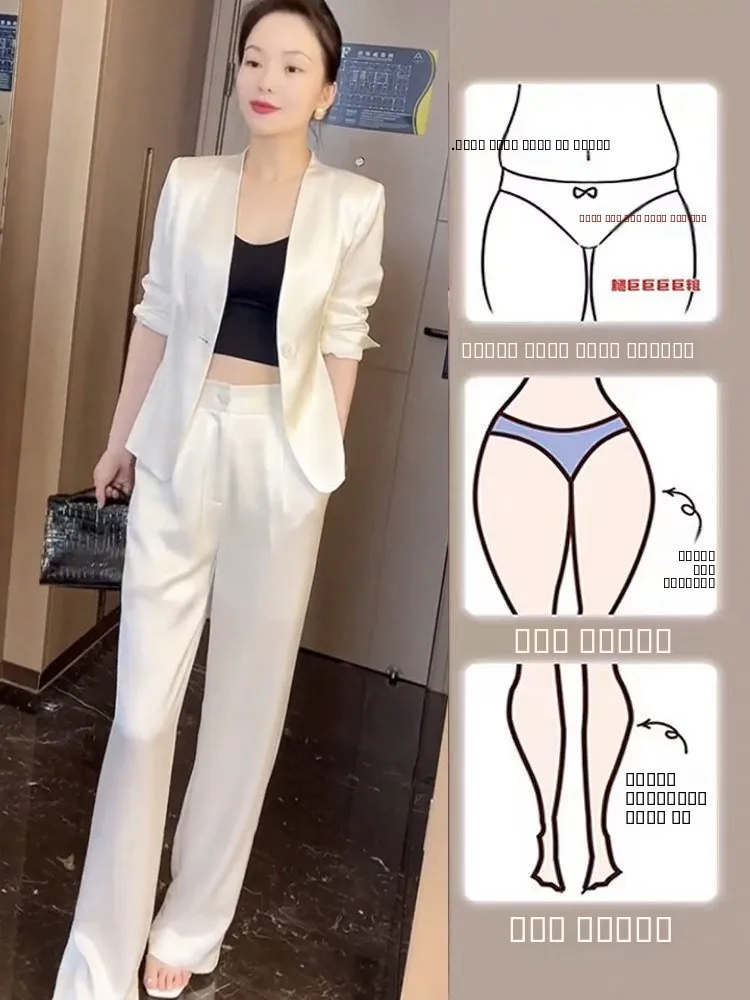 

Модный ацетатный костюм-двойка для женщин: легкий, роскошный, летний, новый, высококачественный, профессиональный, в западном стиле