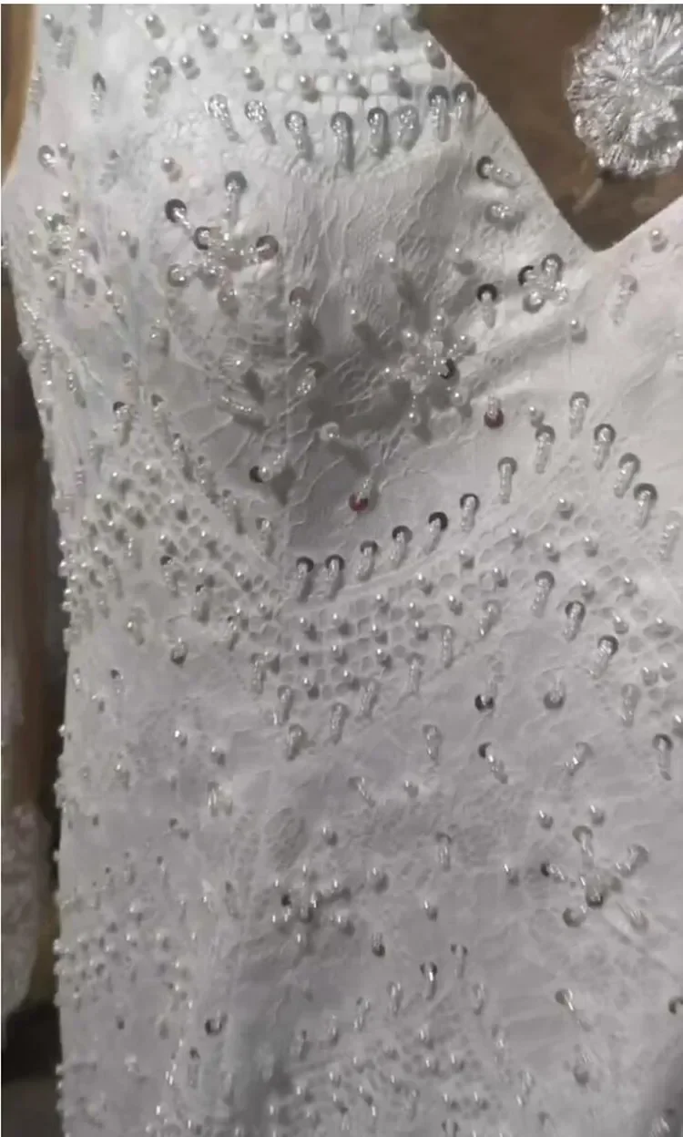 Customized  Shinny Lace Beads Wedding Dress Robe De Mariée Long Sleeves Corset Back Country Style Bridal Gown