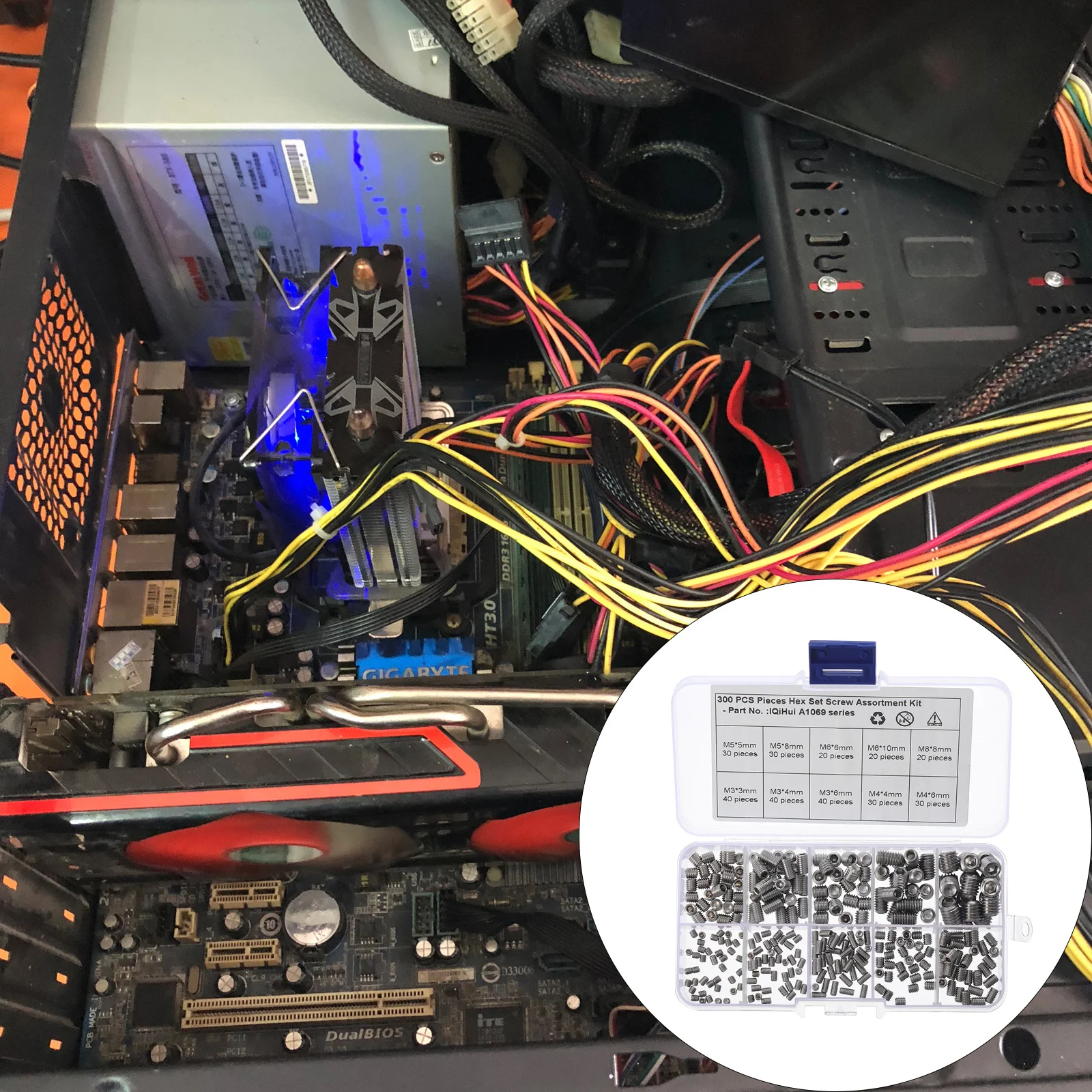 

300pcs Stainless Steel Set Screw Internal Hex Drive Oval Point For Handles Outdoor Wet Environments Cup Point Screw Assortment