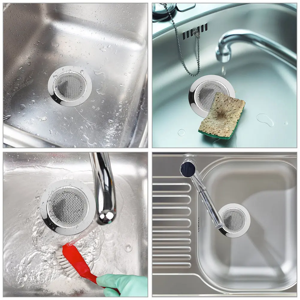1Set Stainless Steel Sink Drain Stopper and Filter Set for Kitchen Bathroom Shower Floor Drain Anti-Clogging Hair Food Debris
