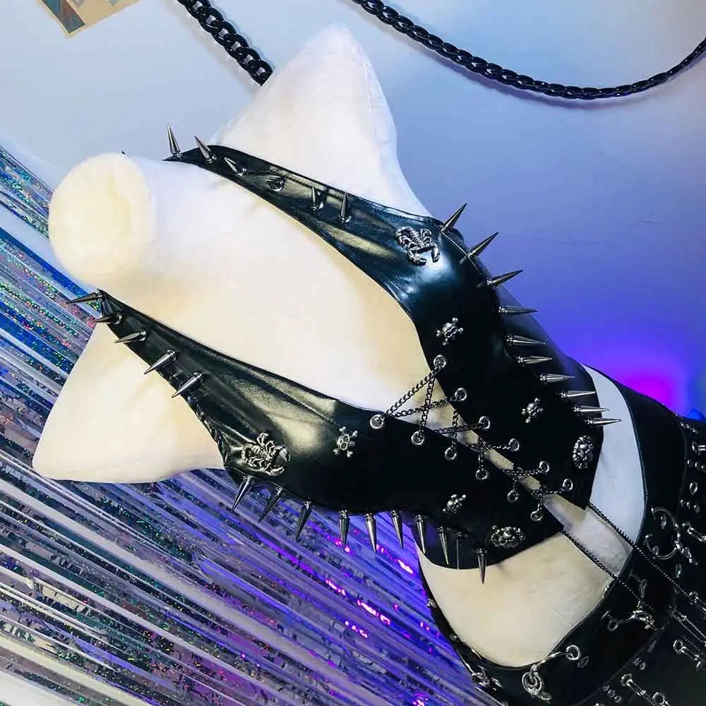 

Emo Studded Rivet Eco Hand Made 90s Grunge Kawaii Goth E-Girls Gothic Punk Rock Club Wear DIY Y2K Halter Camisole TOPS Harajuku