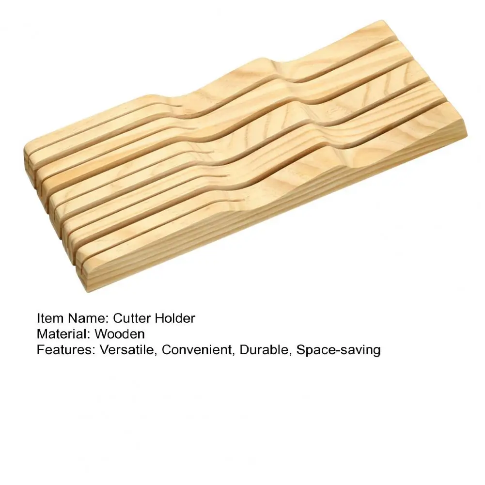 40cm Cutter Holder Versatile Wooden Drawer Cutter Organizer Space-saving Cutter Storage Organizer Knife Block Holder For Kitchen view 5