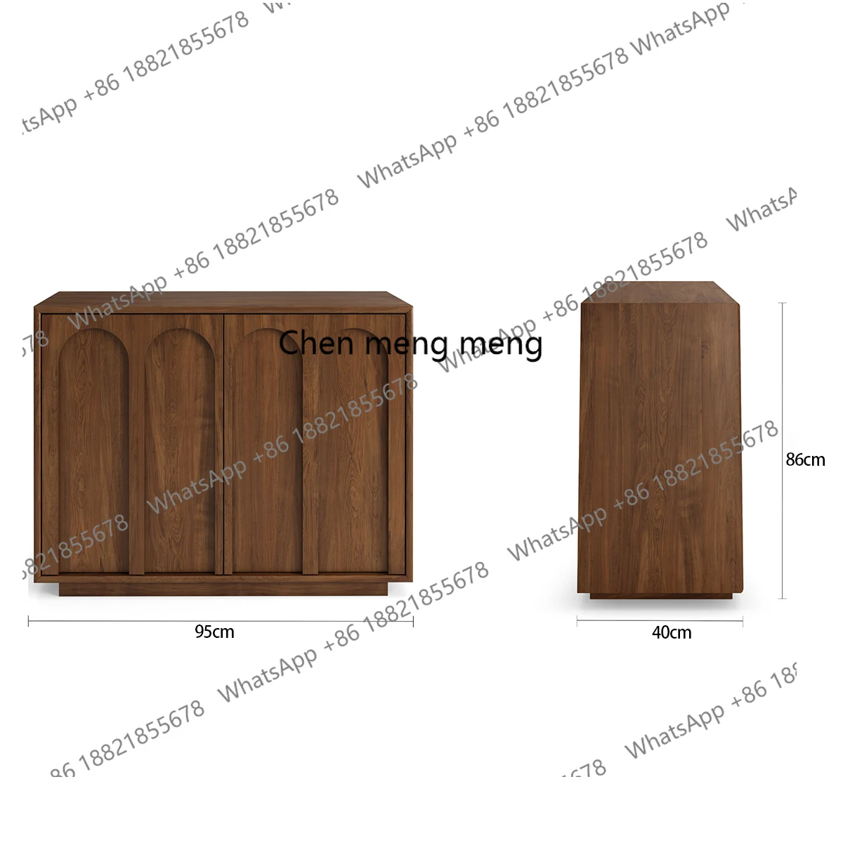 Solid wood braided rattan dining side cabinet retro small apartment entrance, wall storage, tea cabinet