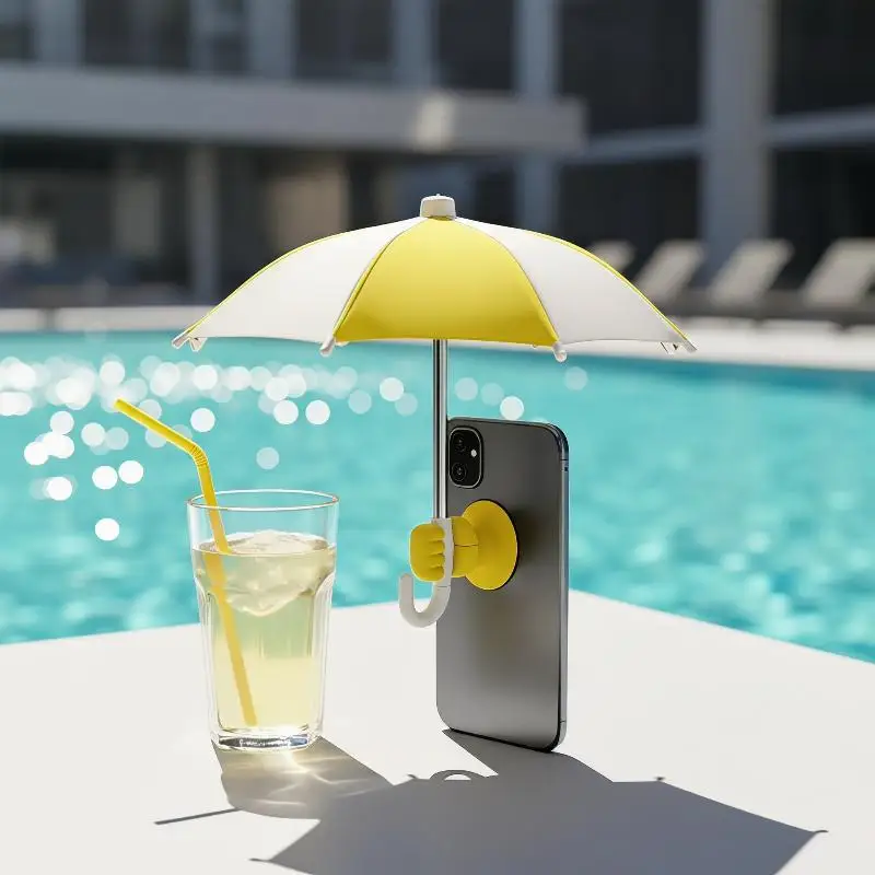 Outdoor Phone Mini Umbrella Waterproof Anti-UV Sun Shade 1Pcs Clip On for Live Streaming Travel Picnic Vlog Recording