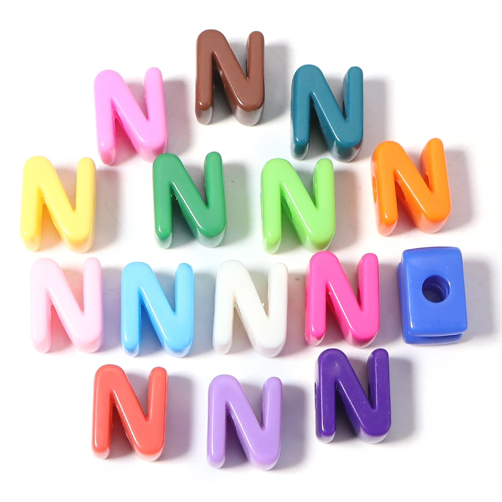 10 Stück Acrylperlen mit großem Loch, 26 englische Alphabet-Buchstabenperlen für Früherziehung, für DIY-Schmuck, Schlüsselanhänger, Lanyard-Zubehör – Detail 21