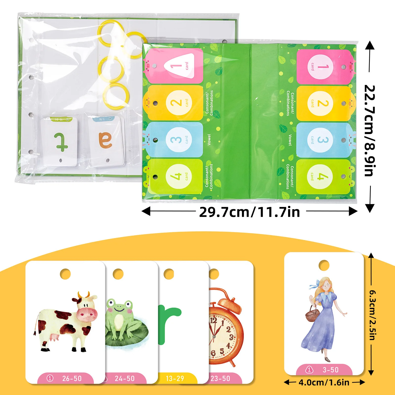 Kids English Phonics Learning Cards Desk Calendar Flip Cards Learning Aids Word Spelling Montessori Education Toy for Perschool