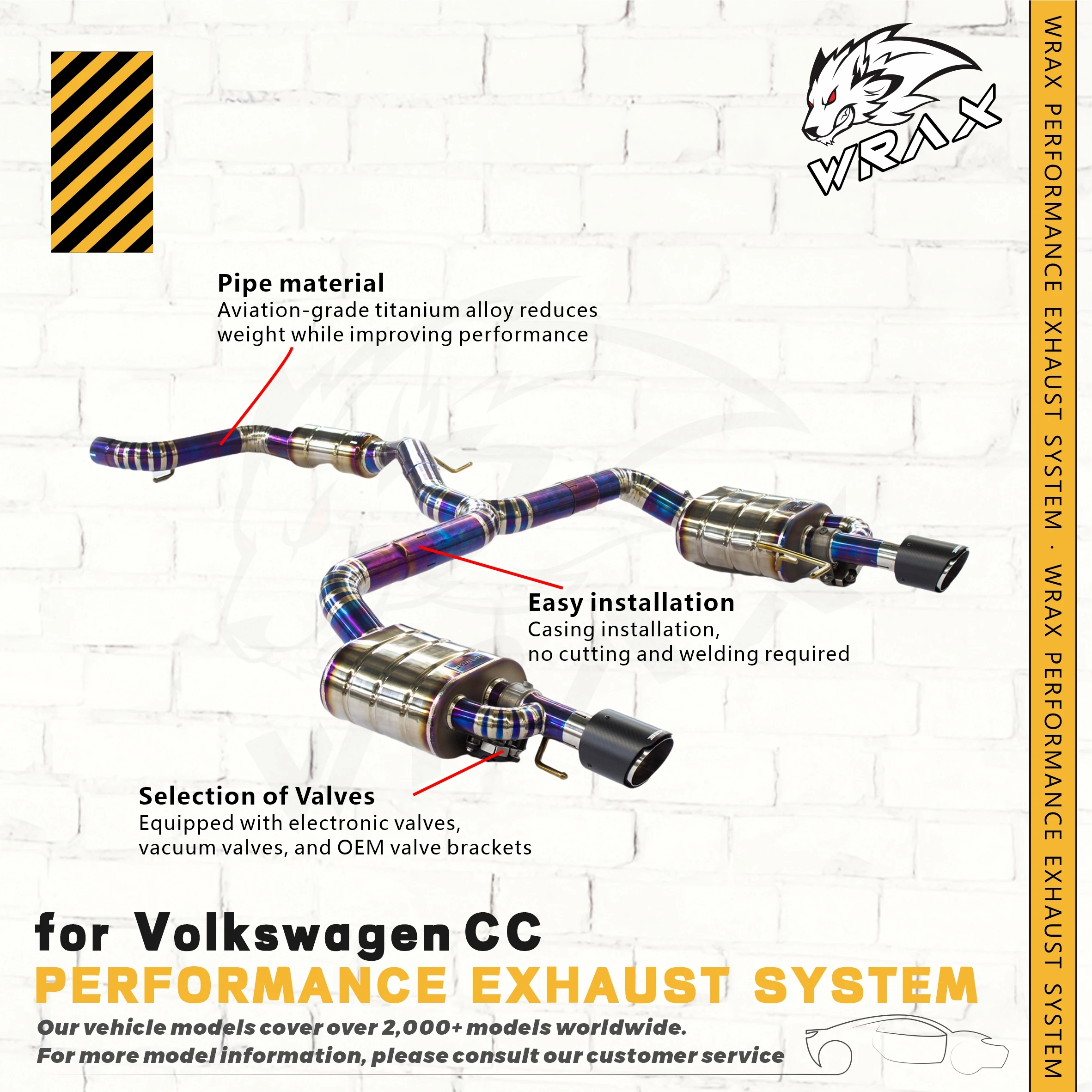 

WRAX for VW CC Exhaust Valve Controlled Catback Lightweight Titanium Baked Purple Exact Fit DIY modification