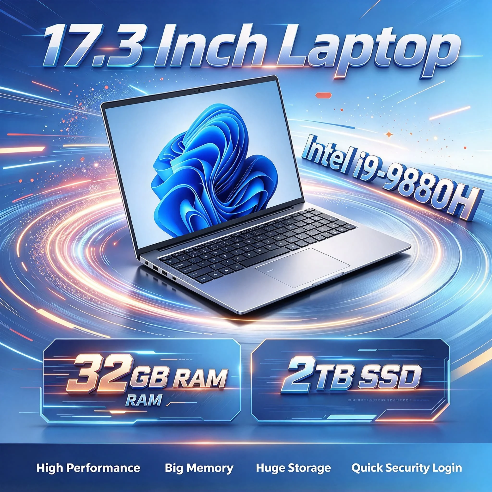 Portátil 17,3" Core i9 32GB 2TB SSD