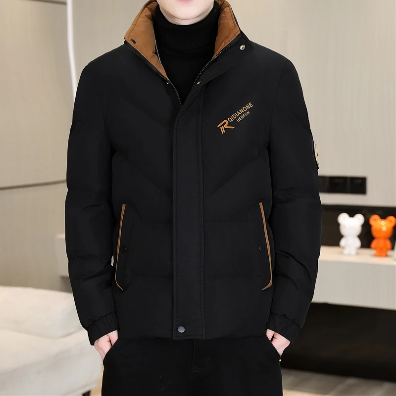 

Зимняя утепленная хлопковая куртка для мужчин и молодежи: модная, теплая, приталенная, из полиэстера, с длинными рукавами, на молнии