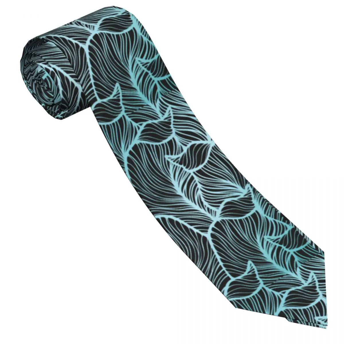 Blue Leaves Print Tie Abstract Nature Forest Cosplay Party Neck Ties Men Elegant Necktie Accessories Quality Graphic Collar Tie