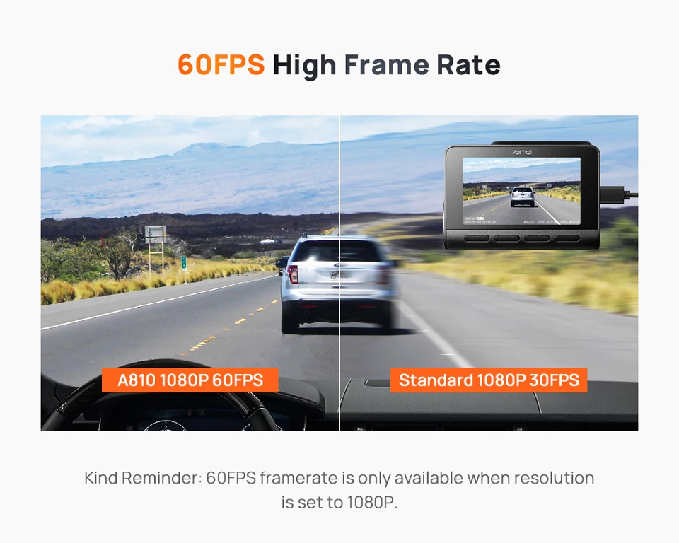 70mai Dashcam 4K A810 Ultra HD 150 ° FOV 24-Stunden-Parküberwachung ADAS, Koordiniert über integriertes GPS, WLAN und 4G für extreme Wetterbedingungen – Detail 6