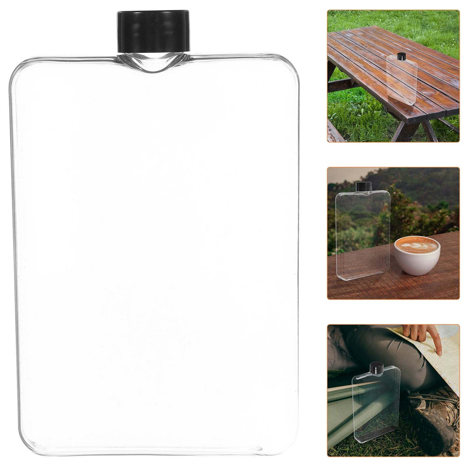 

Flat Water Bottle For Outdoor Sports Transparent Durable Hydration Container Camping Gym Running Travel Mug Reusable Portable