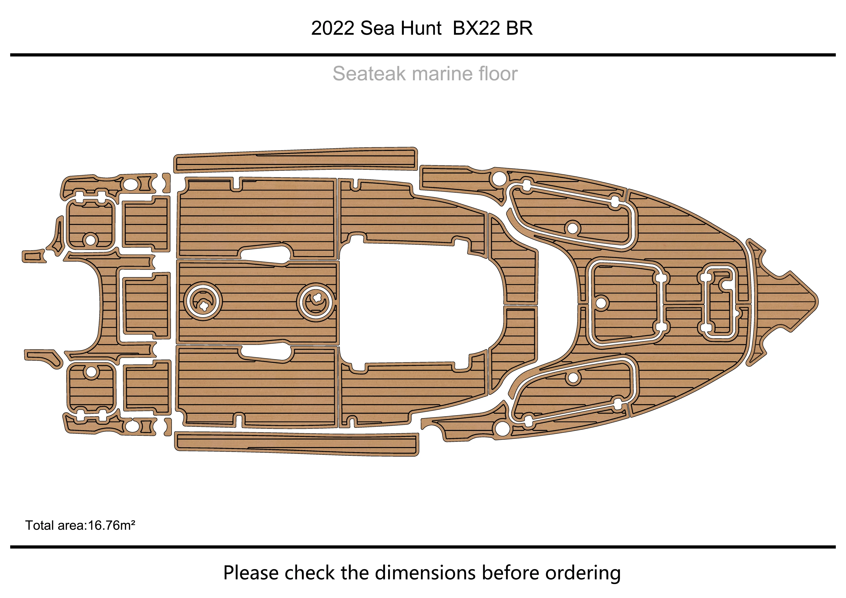 

2022 SEA HUNT BX 22 BR Cockpit Swimming platform1/4" 6mm EVA FAUX Water Ski Yacht Fishing Boat Non-slip mat floor