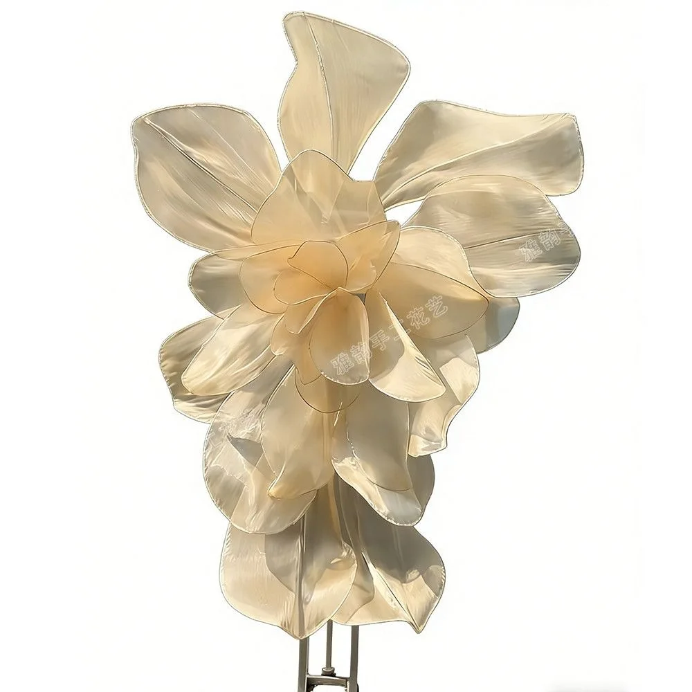 Giant organza silk mesh flower art shopping mall window wedding stage road guide wedding photography scene simulation