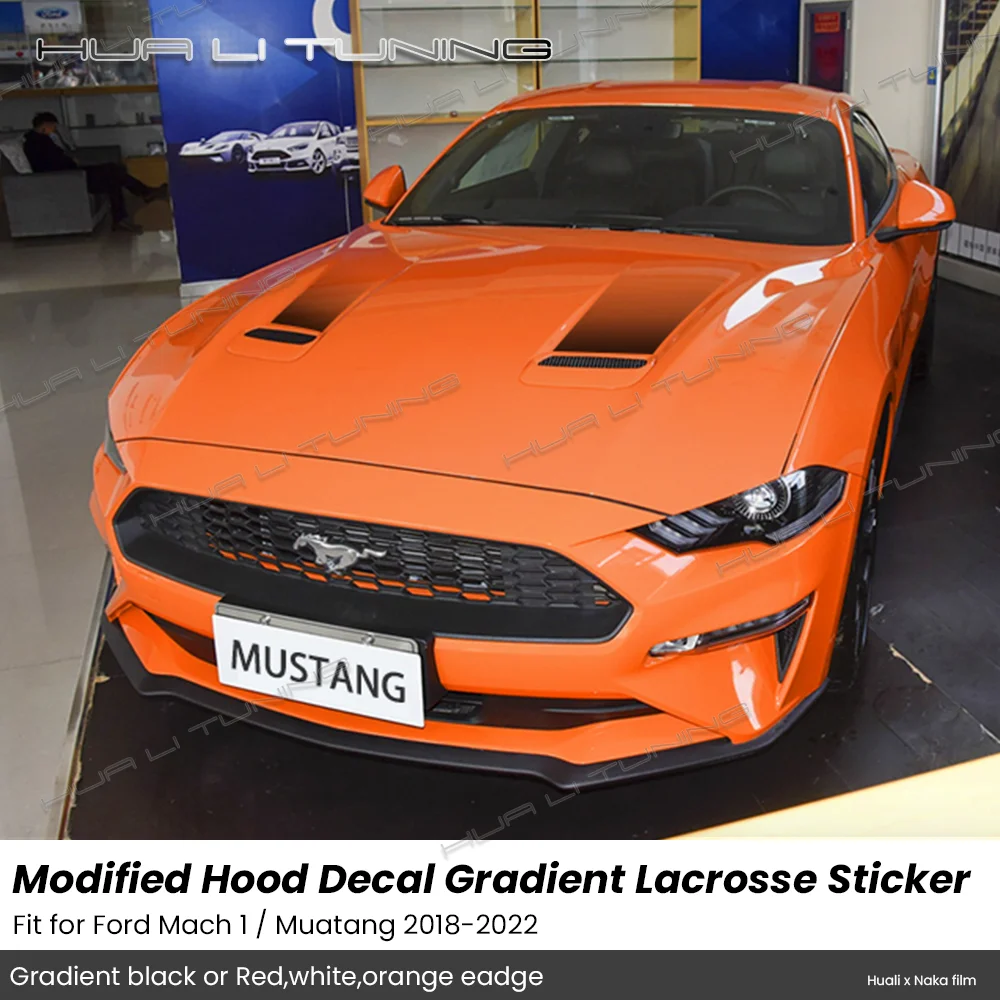 

Fit for Ford Mustang 2018-2022 Mach 1 Modified Hood Sticker Gradient Pull MUSTANG Black Shine Phantom Exterior Stickers Tuning