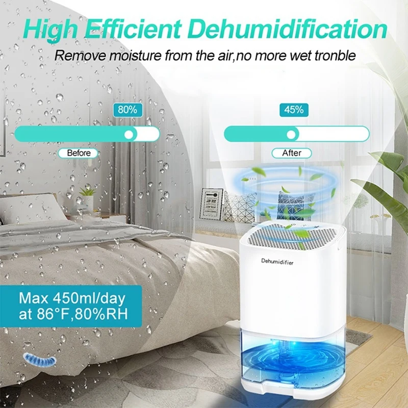 Dehumidifier And Air Purifier 2 In 1 For Home For Room For Kitchen, Mute Moisture Absorbers Air Dryer White