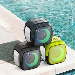 HOPESTAR Partyone mini powerful wireless Speaker outdoor Portable Waterproof Subwoofer heavy Bass With FM Radio TF USB led light