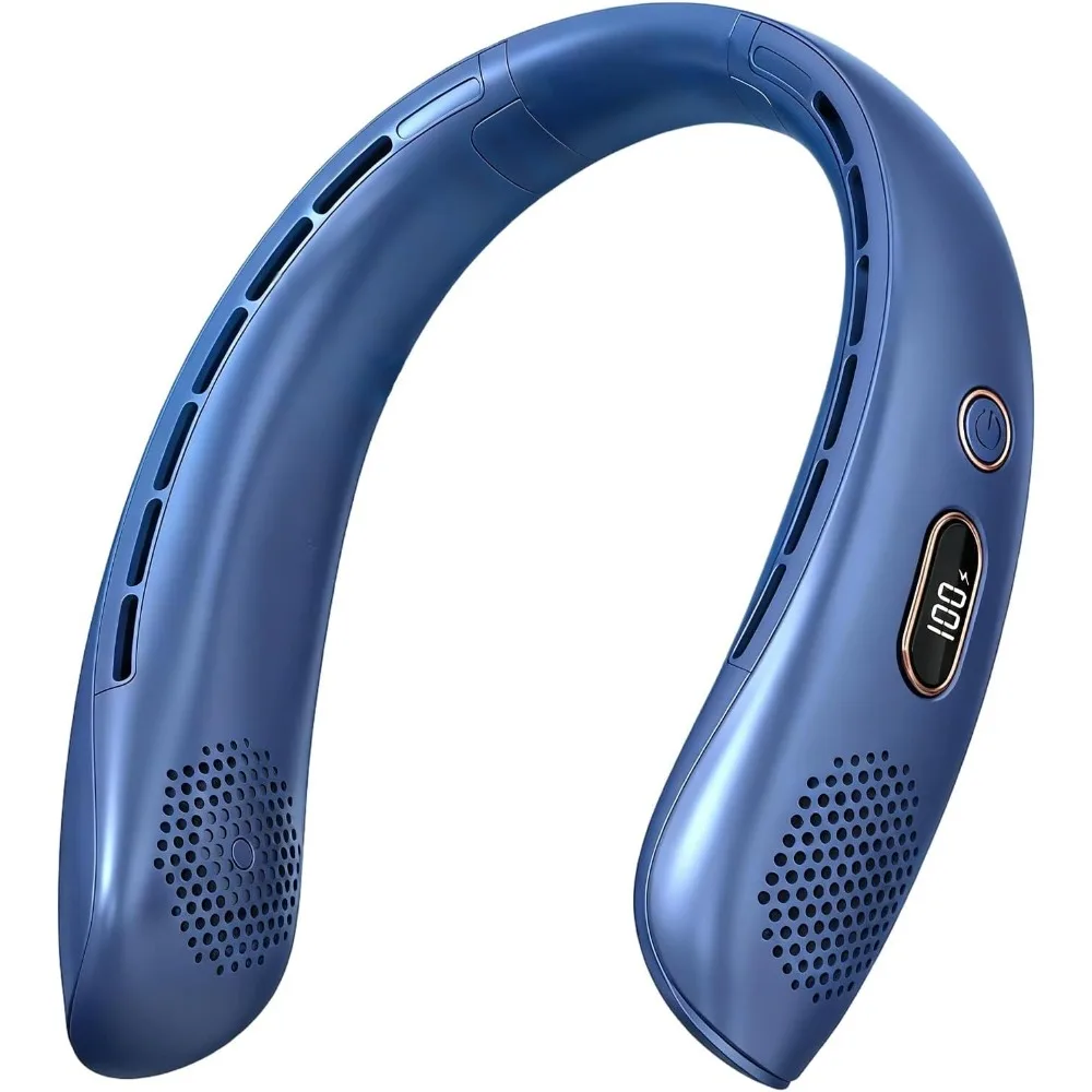 

Портативный безлопастной вентилятор для шеи, USB-перезаряжаемый, 6000 мАч, LED-дисплей, охлаждение на 360°, 3 скорости, бесшумный, для путешествий и активного отдыха